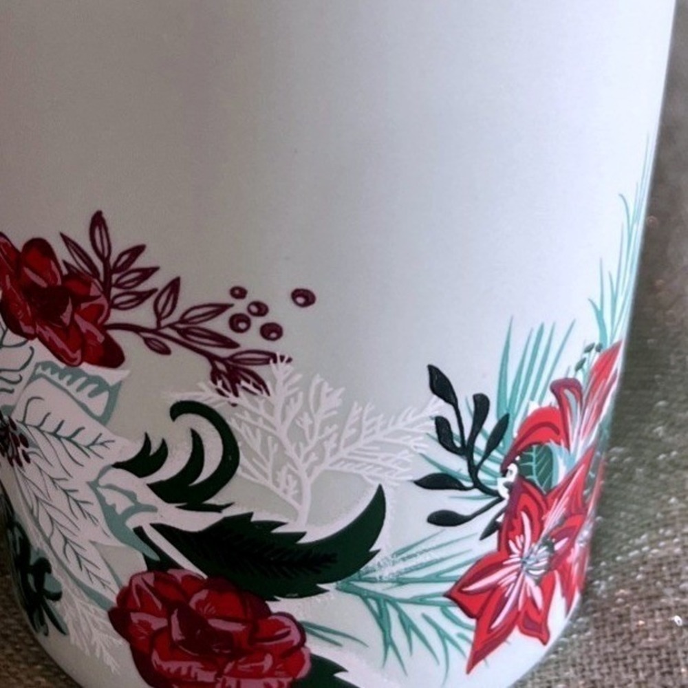 NEW Starbucks 2022 Soft Porcelain Floral Mint Green Poinsettia Tumbler 12oz - Picture 3 of 6